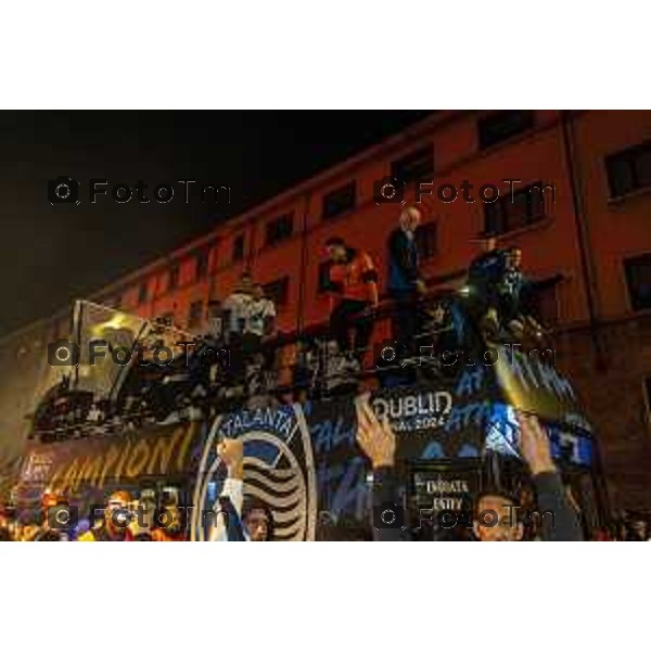 Tiziano Manzoni/LaPresse 31--05- 2024 Bergamo, Italia Cronaca Bergamo Celebrazione Atalanta per coppa UEFA con bus scoperto nelle vie della città