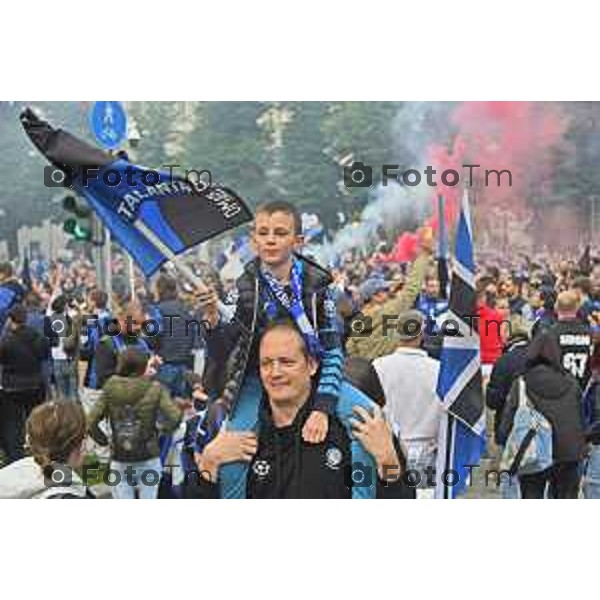 Tiziano Manzoni/LaPresse 31--05- 2024 Bergamo, Italia Cronaca Bergamo Celebrazione Atalanta per coppa UEFA con bus scoperto nelle vie della città