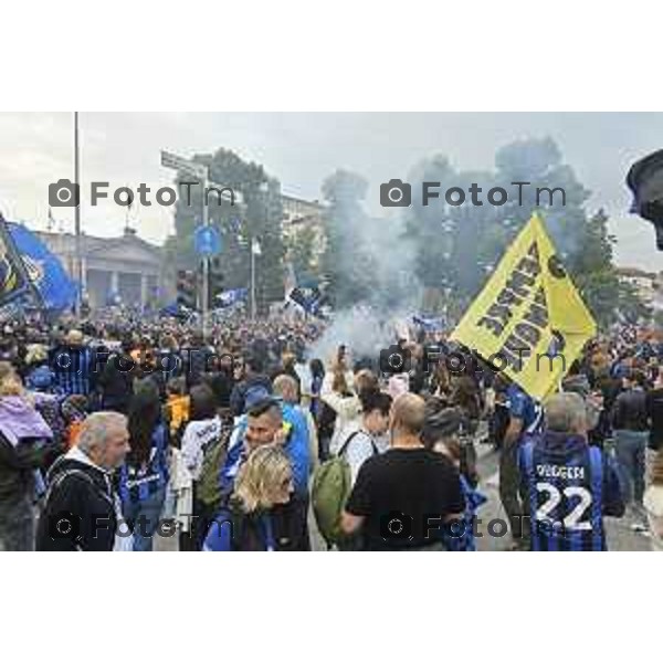 Tiziano Manzoni/LaPresse 31--05- 2024 Bergamo, Italia Cronaca Bergamo Celebrazione Atalanta per coppa UEFA con bus scoperto nelle vie della città