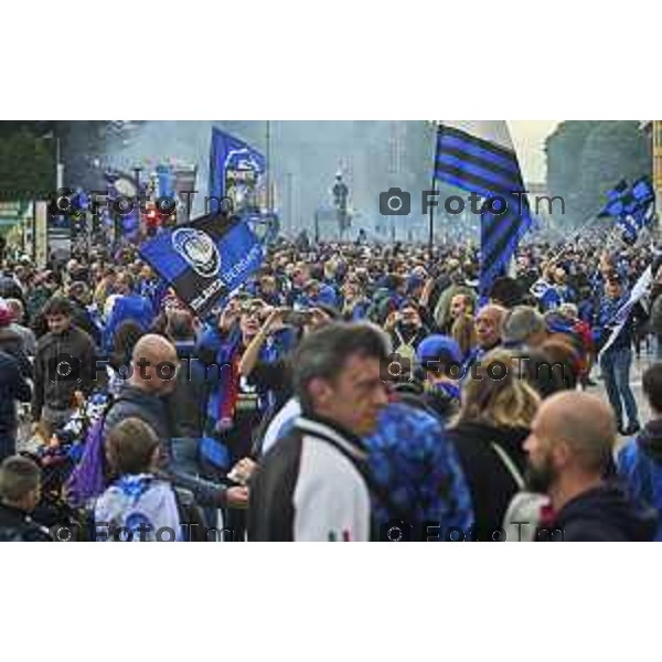 Tiziano Manzoni/LaPresse 31--05- 2024 Bergamo, Italia Cronaca Bergamo Celebrazione Atalanta per coppa UEFA con bus scoperto nelle vie della città