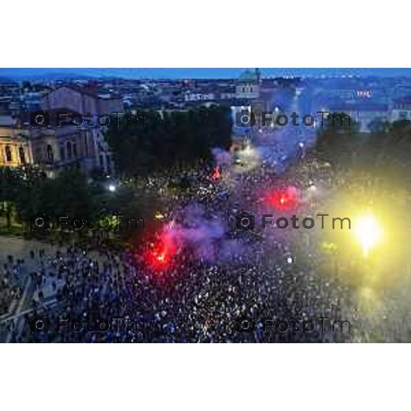 Tiziano Manzoni/LaPresse 31--05- 2024 Bergamo, Italia Cronaca Bergamo Celebrazione Atalanta per coppa UEFA con bus scoperto nelle vie della città