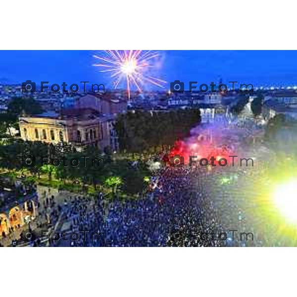 Tiziano Manzoni/LaPresse 31--05- 2024 Bergamo, Italia Cronaca Bergamo Celebrazione Atalanta per coppa UEFA con bus scoperto nelle vie della città