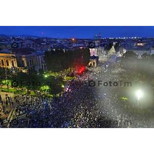 Tiziano Manzoni/LaPresse 31--05- 2024 Bergamo, Italia Cronaca Bergamo Celebrazione Atalanta per coppa UEFA con bus scoperto nelle vie della città