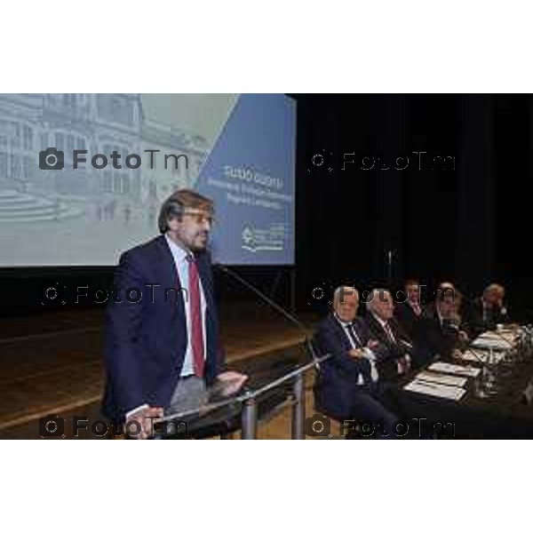 Tiziano Manzoni/LaPresse 134-06- 2024 Bergamo, Italia Cronaca Treviglio Assemblea di Bilancio 2023 della Federazione del Credito Cooperativo lombardo. 2024Guido Guidesi, Assessore Sviluppo Economico Regione Lombardia;