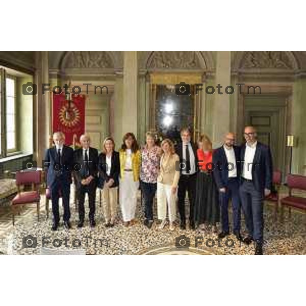 Tiziano Manzoni/LaPresse 20-06- 2024 Bergamo, Italia Cronaca Bergamo Bergam Elena Carnevali presenta la Giunta 2024 Da sx Marco Berlanda Ferruccio Rota Oriana Ruzzini Claudia Lenzini Marzia Marchesi Elena Carnevali Sergio Gandi Marcella Messina Giacomo Angeloni Francesco Valesini