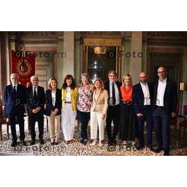 Tiziano Manzoni/LaPresse 20-06- 2024 Bergamo, Italia Cronaca Bergamo Bergam Elena Carnevali presenta la Giunta 2024 Da sx Marco Berlanda Ferruccio Rota Oriana Ruzzini Claudia Lenzini Marzia Marchesi Elena Carnevali Sergio Gandi Marcella Messina Giacomo Angeloni Francesco Valesini