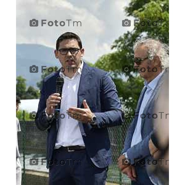 Tiziano Manzoni/LaPresse 26--06- 2024 Bergamo, Italia Cronaca Bagnatica Consorzio di Bonifica inaugurazione opere di salvaguardia del territorio tra l\'Oglio e il Serio Un progetto necessario a contrastare il dissesto idrogeologico per il quale sono stati investiti 1.300.000 euro e che interessa 12 Comuni. assessore regionale al Territorio e Sistemi Verdi Gianluca Comazzi.