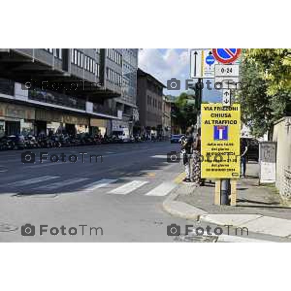 Tiziano Manzoni/LaPresse 26-06- 2024 Bergamo, Italia Cronaca Bergamo Bergamo Lavori e chiusura strada in via Frizzoni