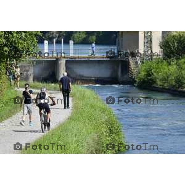 Tiziano Manzoni/LaPresse 6--07- 2024 Bergamo, Italia Cronaca Fiume Adda Trezzo sull\'Adda zona santuario di concesa la diga e la ciclabile