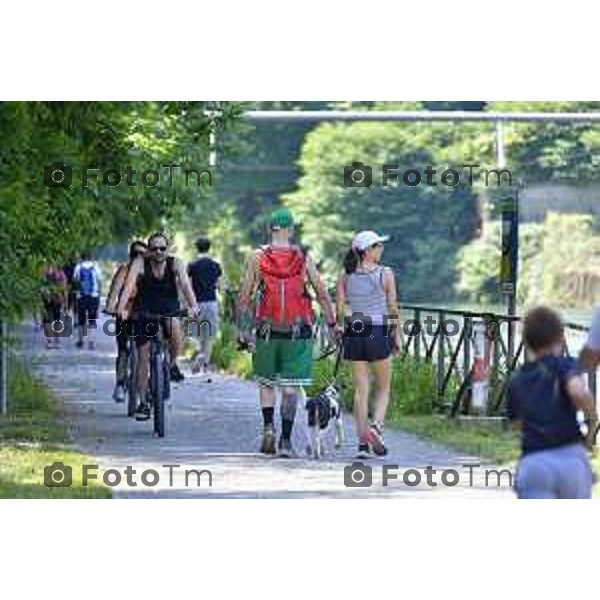 Tiziano Manzoni/LaPresse 6--07- 2024 Bergamo, Italia Cronaca Fiume Adda Trezzo sull\'Adda zona santuario di concesa la diga e la ciclabile