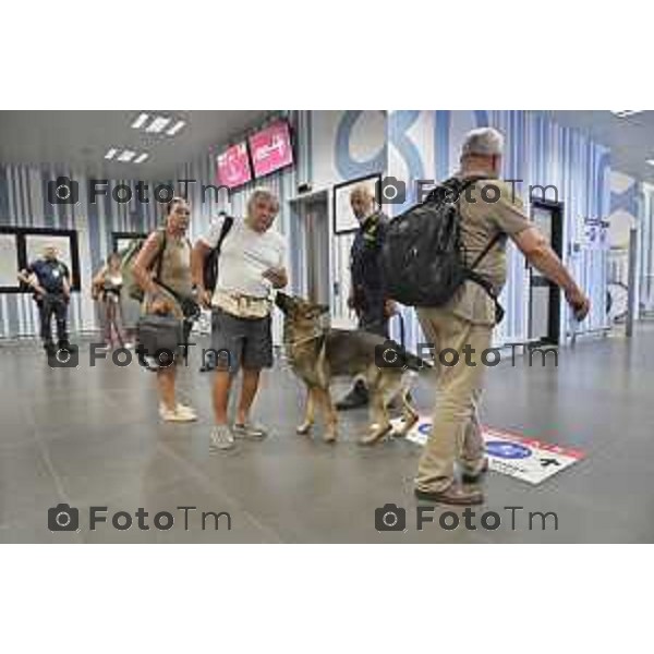 Tiziano Manzoni/LaPresse 13-08- 2024 Bergamo, Italia Cronaca Unita cinofila Guardia di Finanza Aeroporto Orio Al Serio