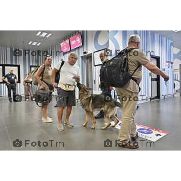 Tiziano Manzoni/LaPresse 13-08- 2024 Bergamo, Italia Cronaca Unita cinofila Guardia di Finanza Aeroporto Orio Al Serio