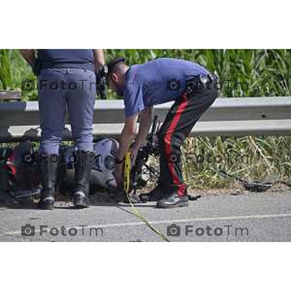 Tiziano Manzoni/LaPresse 17-08- 2024 Bergamo, Italia Cronaca Incontro Mornico al serio incidewnte mortale auto moto