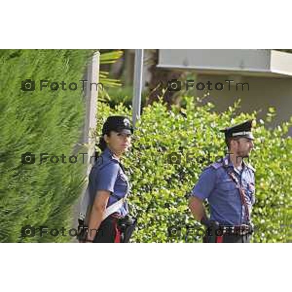 Tiziano Manzoni/LaPresse 22-08- 2024 Bergamo, Italia Cronaca Nera omicidio Sharon Verzeni Sergio Ruocco con i carabinieri sopraluogo all\'abitazione della coppia