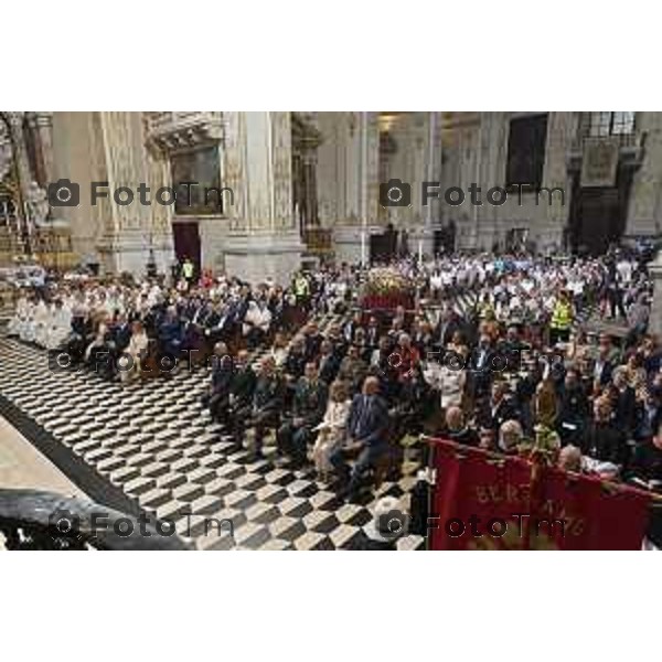 Tiziano Manzoni/LaPresse 26-08- 2024 Bergamo, Italia Cronacamessa vescovo e benedizione gruppi flocloristici per Sant\'Alessandro Patrono beschi