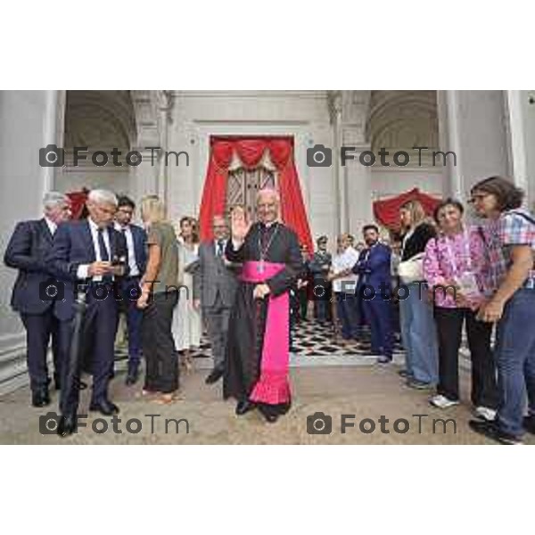 Tiziano Manzoni/LaPresse 26-08- 2024 Bergamo, Italia Cronacamessa vescovo e benedizione gruppi flocloristici per Sant\'Alessandro Patrono beschi