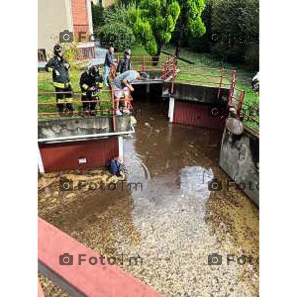 Tiziano Manzoni/LaPresse 9-09- 2024 Bergamo, Italia Cronaca zona palazzetto colpita dal maltempo e straripamento del torrente morla