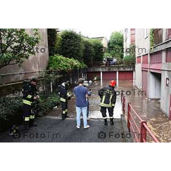 Tiziano Manzoni/LaPresse 9-09- 2024 Bergamo, Italia Cronaca zona palazzetto colpita dal maltempo e straripamento del torrente morla