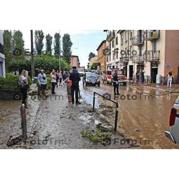 Tiziano Manzoni/LaPresse 9-09- 2024 Bergamo, Italia Cronaca zona palazzetto colpita dal maltempo e straripamento del torrente morla