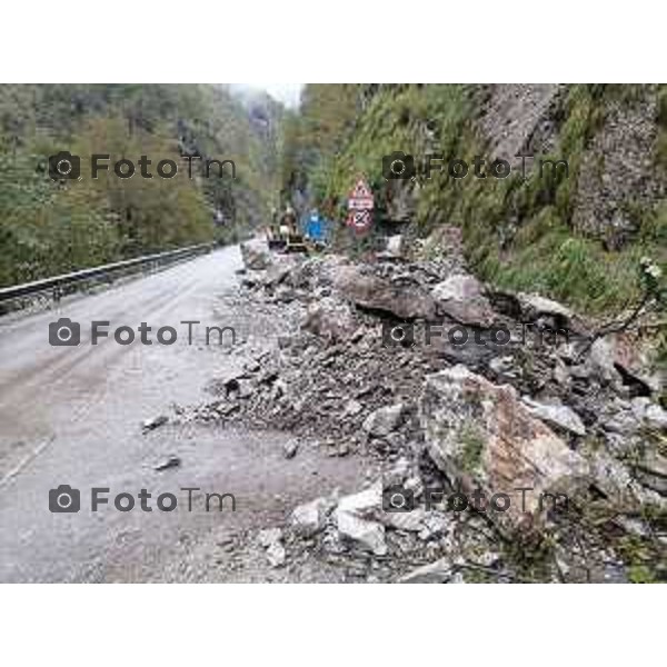 Tiziano Manzoni/LaPresse 12-09 2024 Bergamo, Italia Cronaca Frana Orridi di Taleggio, sulla strada provinciale che da San Giovanni Bianco porta a Sottochiesa