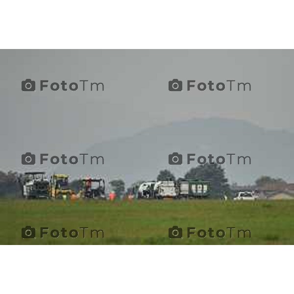 Tiziano Manzoni/LaPresse 01-10- 2024 Bergamo, Italia Cronaca Incontro Aereoporto Orio Al Serio Bergamo volo ryanair scoppia gomma in fase di atterragio