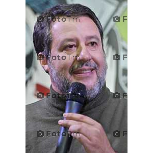 Pontida Bg giovani leghisti raduno Lega con Matteo Salvini e Valditara 2024 Tiziano Manzoni/LaPresse 05-10- 2024 Bergamo, Italia Cronaca