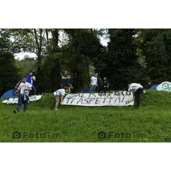 Pontida Bg giovani leghisti raduno Lega con Matteo Salvini e Valditara 2024 Tiziano Manzoni/LaPresse 05-10- 2024 Bergamo, Italia Cronaca