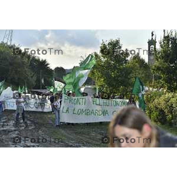 Pontida Bg giovani leghisti raduno Lega con Matteo Salvini e Valditara 2024 Tiziano Manzoni/LaPresse 05-10- 2024 Bergamo, Italia Cronaca