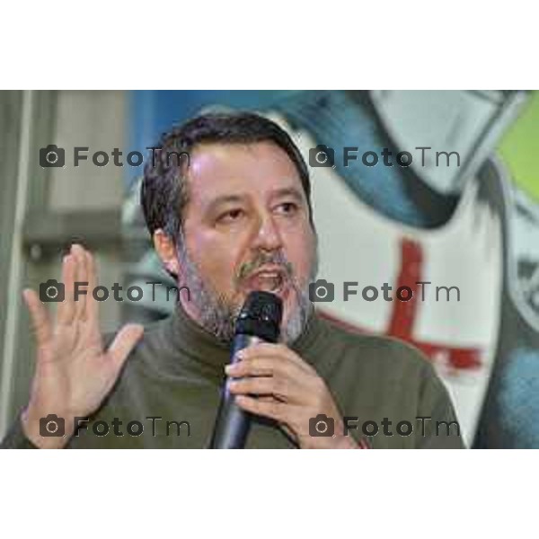 Pontida Bg giovani leghisti raduno Lega con Matteo Salvini e Valditara 2024 Tiziano Manzoni/LaPresse 05-10- 2024 Bergamo, Italia Cronaca