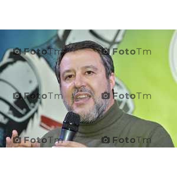 Pontida Bg giovani leghisti raduno Lega con Matteo Salvini e Valditara 2024 Tiziano Manzoni/LaPresse 05-10- 2024 Bergamo, Italia Cronaca