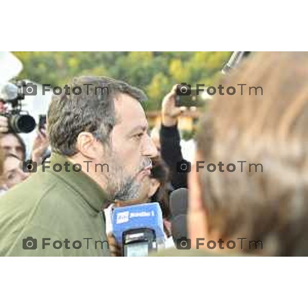 Pontida Bg giovani leghisti raduno Lega con Matteo Salvini e Valditara 2024 Tiziano Manzoni/LaPresse 05-10- 2024 Bergamo, Italia Cronaca