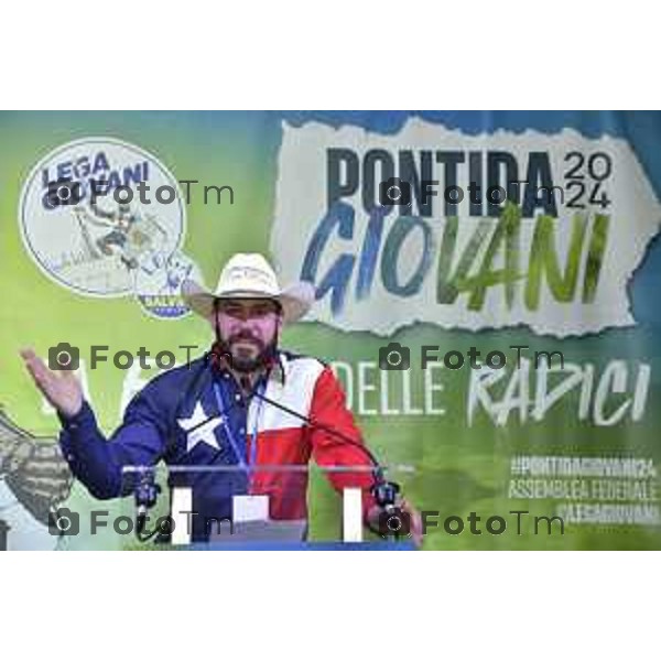 Pontida Bg giovani leghisti raduno Lega con Matteo Salvini e Valditara 2024 Tiziano Manzoni/LaPresse 05-10- 2024 Bergamo, Italia Cronaca Mark Ivanyo