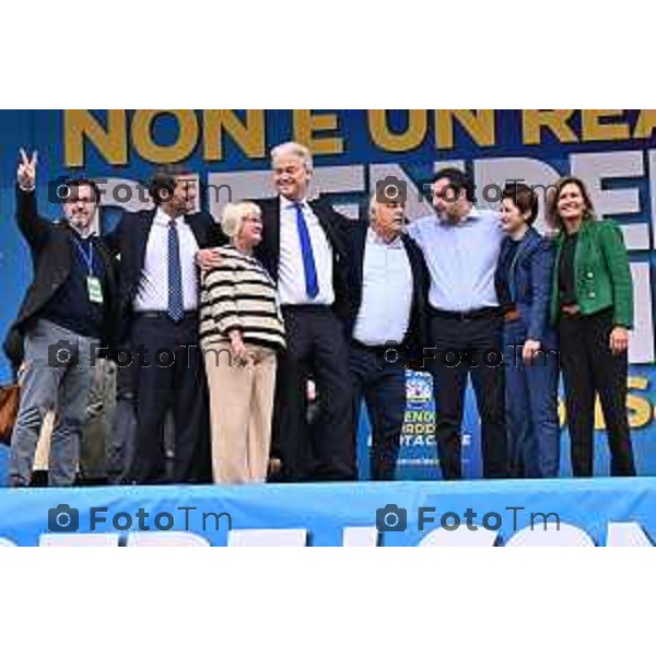 Pontida Bergamo raduno dei militanti leghisti sul sacro suolo di Pontida Matteo Salvini Viktor Orban 06-10- 2024 Bergamo, Italia Cronaca Politica