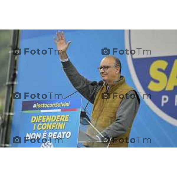 Pontida Bergamo raduno dei militanti leghisti sul sacro suolo di Pontida Matteo Salvini Viktor Orban 06-10- 2024 Bergamo, Italia Cronaca Politica