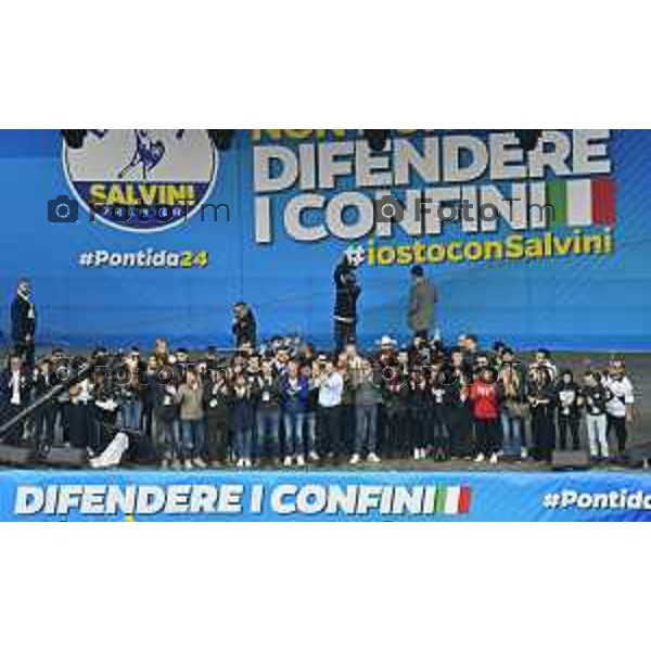 Pontida Bergamo raduno dei militanti leghisti sul sacro suolo di Pontida Matteo Salvini Viktor Orban 06-10- 2024 Bergamo, Italia Cronaca Politica