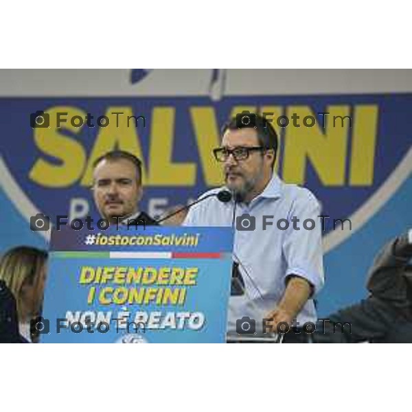 Pontida Bergamo raduno dei militanti leghisti sul sacro suolo di Pontida Matteo Salvini Viktor Orban Tiziano Manzoni/LaPresse 06-10- 2024 Bergamo, Italia Cronaca Politica