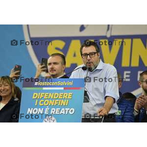 Pontida Bergamo raduno dei militanti leghisti sul sacro suolo di Pontida Matteo Salvini Viktor Orban Tiziano Manzoni/LaPresse 06-10- 2024 Bergamo, Italia Cronaca Politica