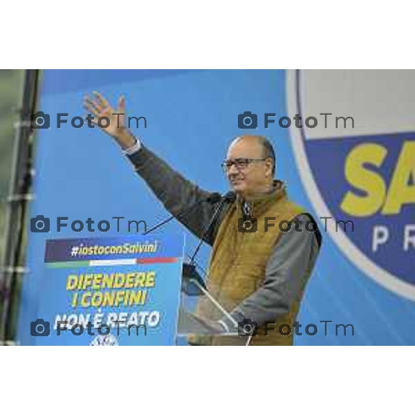 Pontida Bergamo raduno dei militanti leghisti sul sacro suolo di Pontida Matteo Salvini Viktor Orban Tiziano Manzoni/LaPresse 06-10- 2024 Bergamo, Italia Cronaca Politica