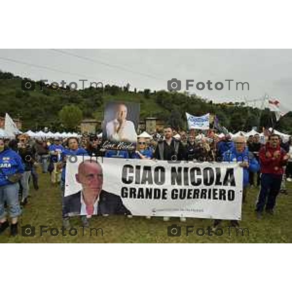 Pontida Bergamo raduno dei militanti leghisti sul sacro suolo di Pontida Matteo Salvini Viktor Orban Tiziano Manzoni/LaPresse 06-10- 2024 Bergamo, Italia Cronaca Politica