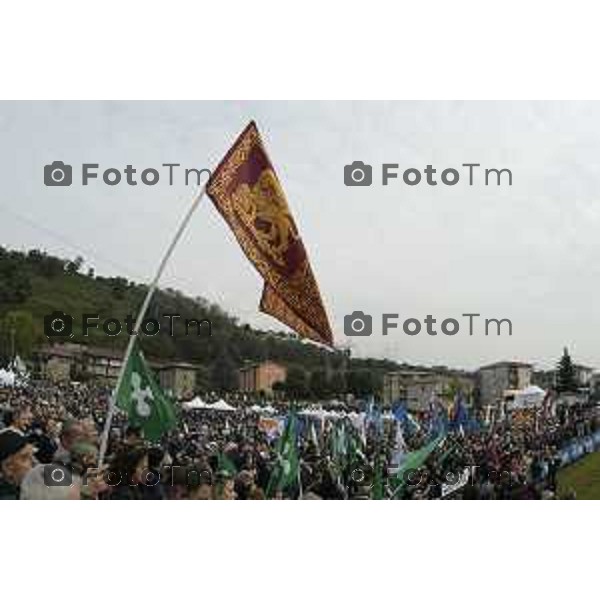 Pontida Bergamo raduno dei militanti leghisti sul sacro suolo di Pontida Matteo Salvini Viktor Orban Tiziano Manzoni/LaPresse 06-10- 2024 Bergamo, Italia Cronaca Politica