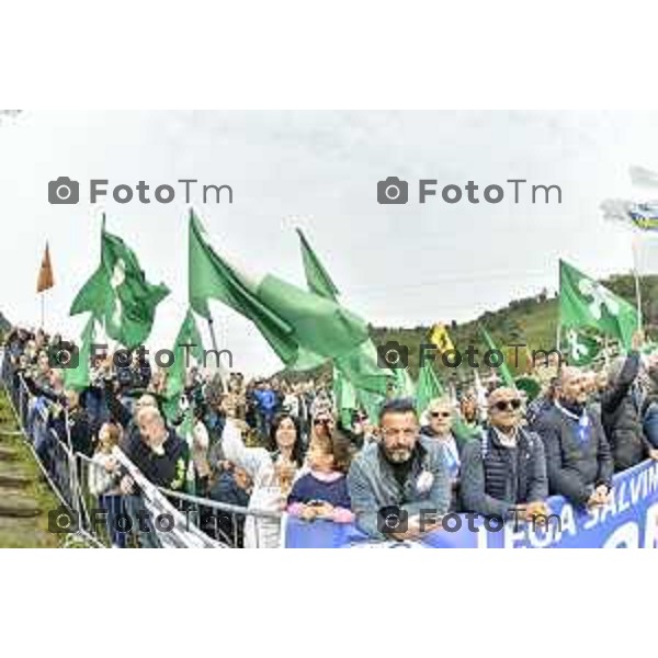 Pontida Bergamo raduno dei militanti leghisti sul sacro suolo di Pontida Matteo Salvini Viktor Orban Tiziano Manzoni/LaPresse 06-10- 2024 Bergamo, Italia Cronaca Politica