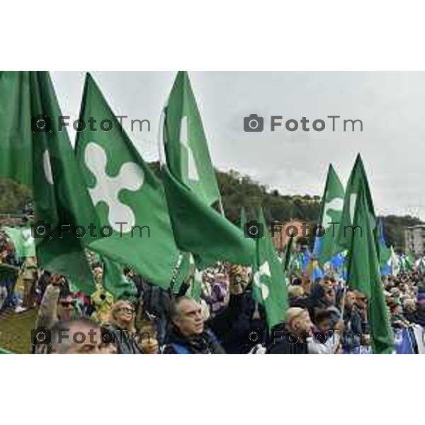 Pontida Bergamo raduno dei militanti leghisti sul sacro suolo di Pontida Matteo Salvini Viktor Orban Tiziano Manzoni/LaPresse 06-10- 2024 Bergamo, Italia Cronaca Politica