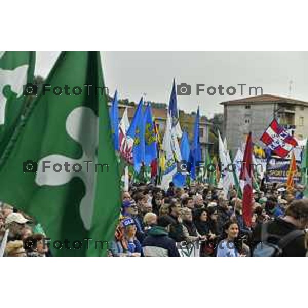 Pontida Bergamo raduno dei militanti leghisti sul sacro suolo di Pontida Matteo Salvini Viktor Orban Tiziano Manzoni/LaPresse 06-10- 2024 Bergamo, Italia Cronaca Politica