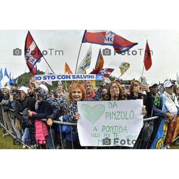 Pontida Bergamo raduno dei militanti leghisti sul sacro suolo di Pontida Matteo Salvini Viktor Orban Tiziano Manzoni/LaPresse 06-10- 2024 Bergamo, Italia Cronaca Politica