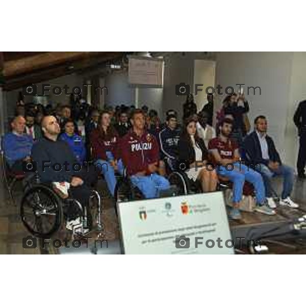 Tiziano Manzoni/LaPresse 29-10- 2024 Bergamo, Italia Cronaca Bergamo premiazione atleti paralimpici bergamaschi che hanno preso parte all\'ultima edizione dei Giochi. presenti il presidente della Provincia Pasquale Gandolfi, la delegata CONI Bergamo Lara Magoni, il delegato provinciale CIP - Comitato Italiano Paralimpico Bergamo Vincenzo Lolli. Oney Tapia Elena Carnevali – Giulia Terzi