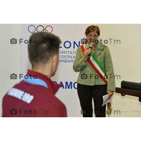 Tiziano Manzoni/LaPresse 29-10- 2024 Bergamo, Italia Cronaca Bergamo premiazione atleti paralimpici bergamaschi che hanno preso parte all\'ultima edizione dei Giochi. presenti il presidente della Provincia Pasquale Gandolfi, la delegata CONI Bergamo Lara Magoni, il delegato provinciale CIP - Comitato Italiano Paralimpico Bergamo Vincenzo Lolli. Oney Tapia Elena Carnevali – Giulia Terzi