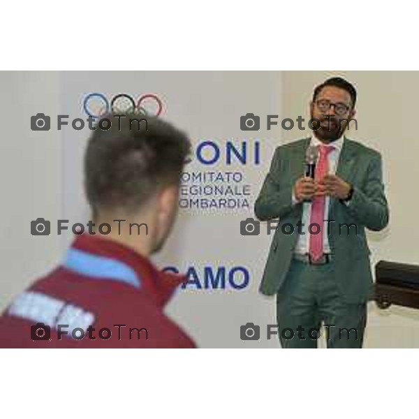 Tiziano Manzoni/LaPresse 29-10- 2024 Bergamo, Italia Cronaca Bergamo premiazione atleti paralimpici bergamaschi che hanno preso parte all\'ultima edizione dei Giochi. presenti il presidente della Provincia Pasquale Gandolfi, la delegata CONI Bergamo Lara Magoni, il delegato provinciale CIP - Comitato Italiano Paralimpico Bergamo Vincenzo Lolli. Oney Tapia Elena Carnevali – Giulia Terzi