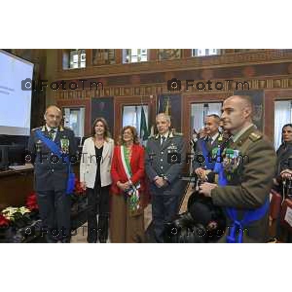 Tiziano Manzoni/LaPresse 1-12- 2024 Bergamo, Italia Cronaca cerimonia di consegna delle Cittadinanza onoraria all’Accademia della Guardia di Finanza. Palazzo Frizzoni 2024