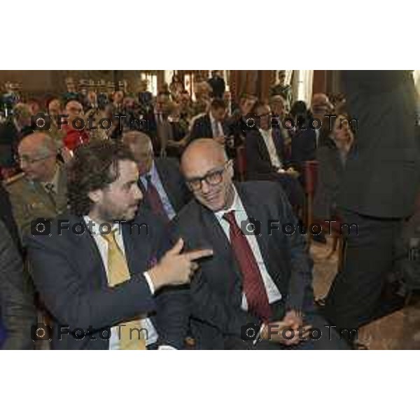 Tiziano Manzoni/LaPresse 1-12- 2024 Bergamo, Italia Cronaca cerimonia di consegna delle Cittadinanza onoraria all’Accademia della Guardia di Finanza. Palazzo Frizzoni 2024