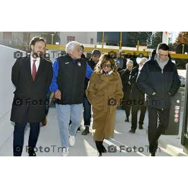 Tiziano Manzoni/ 6-12- 2024 Bergamo, Italia Cronaca taglio del nastro del nuovo Parcheggio interrato di piazzale Goisis – Curva Sud. Andrea Fabris, Direttore Generale Corporate Atalanta BC Liliana Donato, Direttore Generale ATB Mobilità Marco Berlanda, Assessore alle politiche della mobilità del Comune di Bergamo